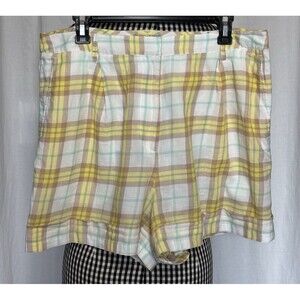 Rag & Bone Casual Shorts White & Yellow Plaid 100% Cotton Size 14